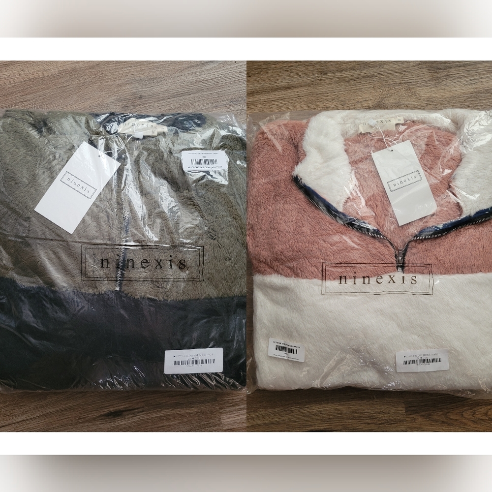 Nanexis Sherpa Fleece Pullover 2X Lot of 2 Pink/White Black/Green NEW!
